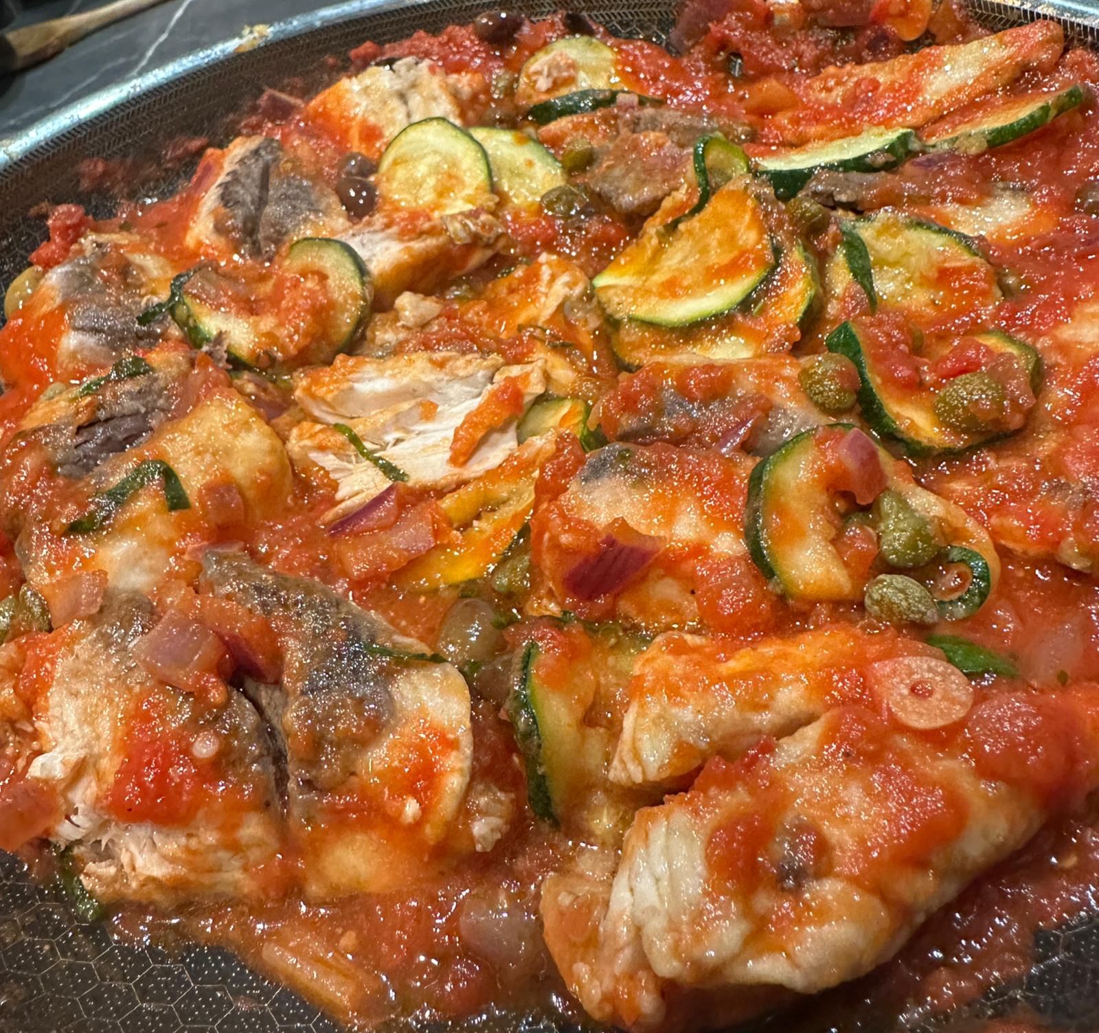 Pan-Braised Bullet Tuna in rich tomato sauce